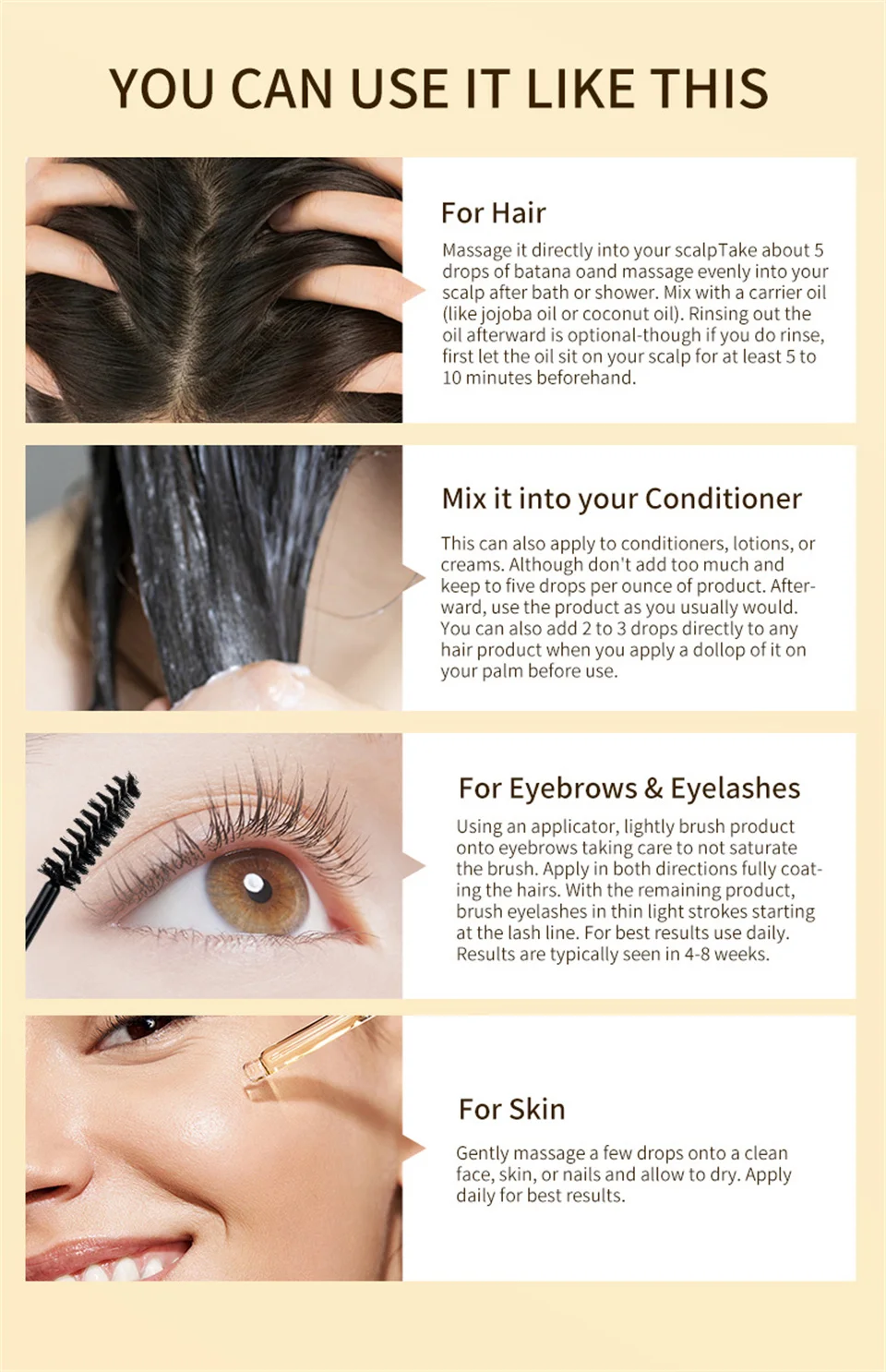 Hot Selling Natural Organic Hair Care Products Custom Hair Growth Oil Batana Oil for Hair Growth