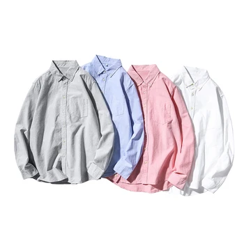Wholesale custom summer pure color thin long sleeve shirt men's loose crazy shirts clark little