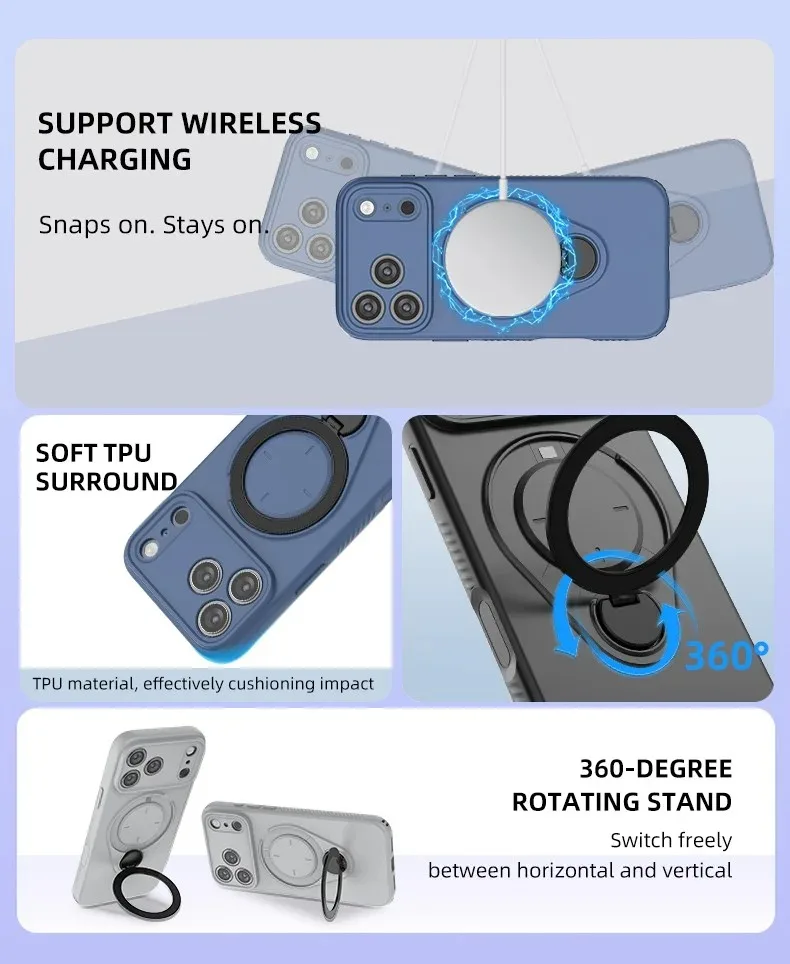 product for iphone 17 pro max kickstand case drop proof  shockproof tpu phone cover support magnetic car mount multiple colors-4