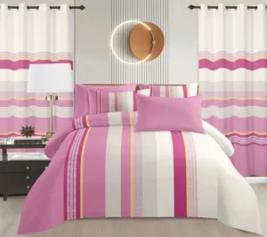 8 Piece Sheet Set Microfiber Flower Printing King Queen Bedding Sheet Set With Matching Curtains