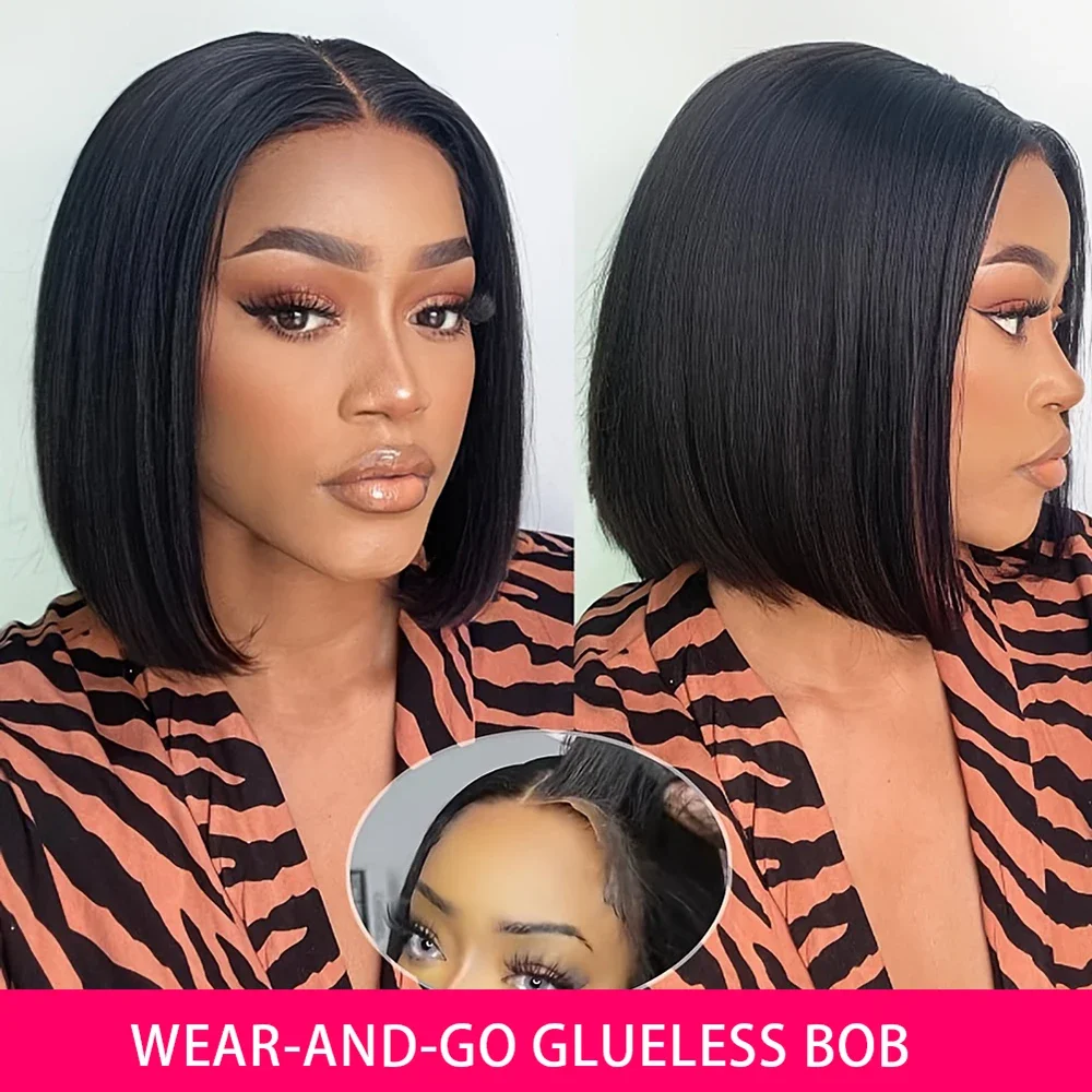 4x4 Glueless Human Hair Bob Lace Front Wigs for Beginners_voghion.com