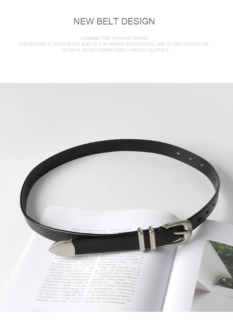 The first layer of cowhide leather ladies belt Joker silver buckle retro belt with jeans casual pants with women's slim.