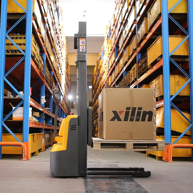 Xilin AC Driving Pallet Stacker System Maintenance Friendly Electric Walkie Stacker Forklift With Large Storage Battery