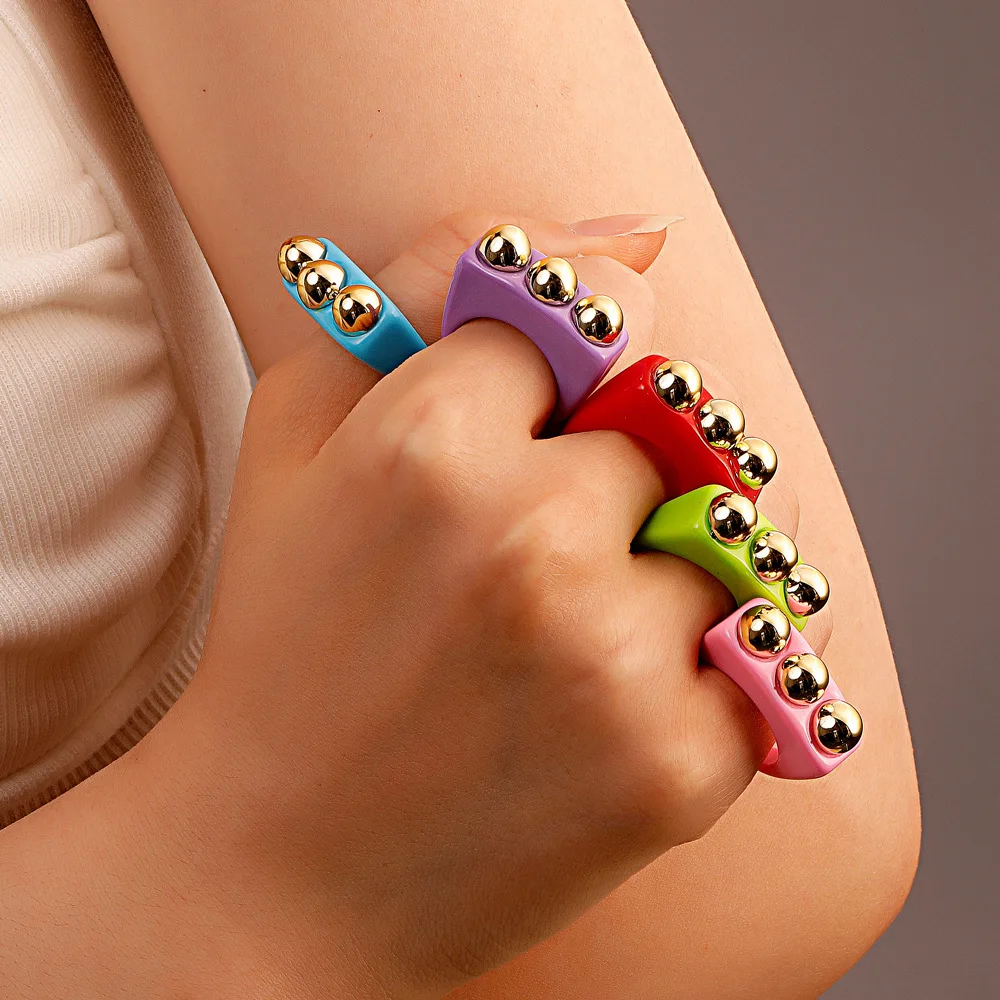 Klobige Kunstharz Ringe Damen - Trendige Acryl-Ringe Y2K Style Mehrfarbig