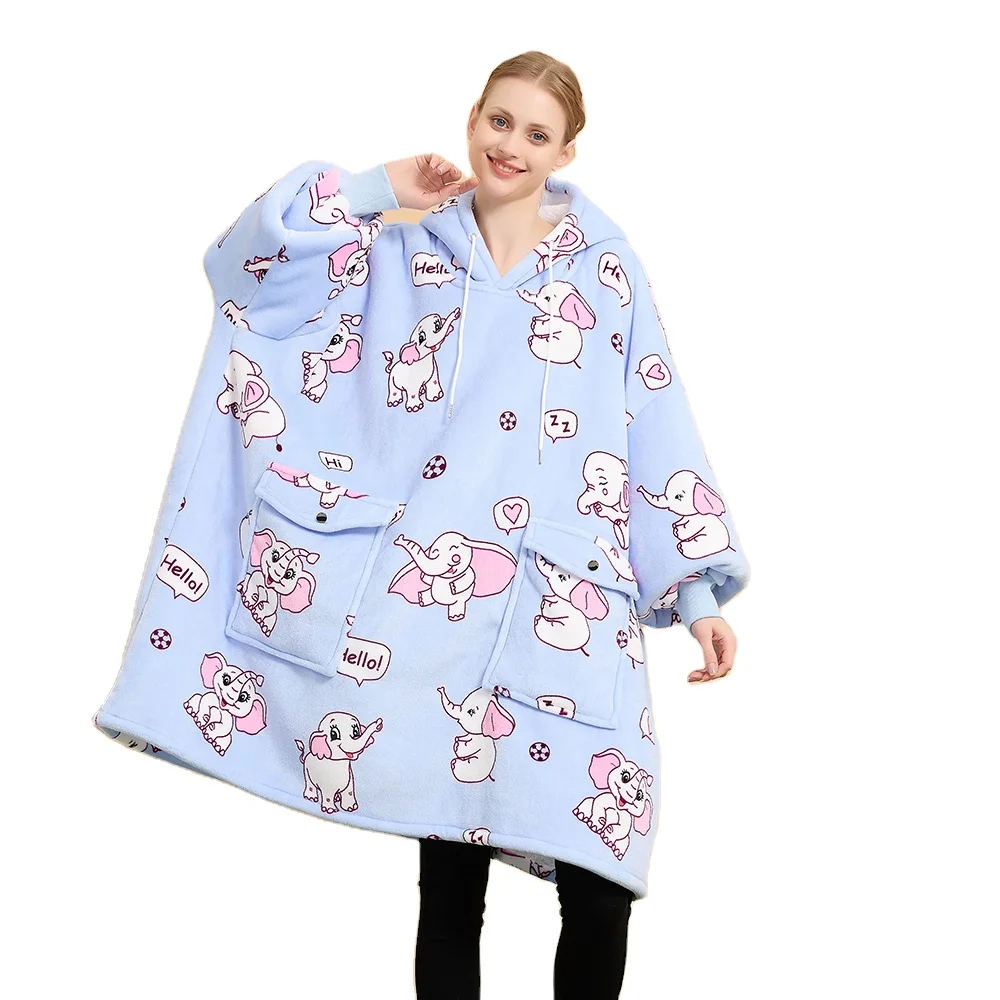 Hot Styles Wearable Blanket Hooded Blanket Comfortable Plush Fleece Blanket Hoodie Custom Logo Designs