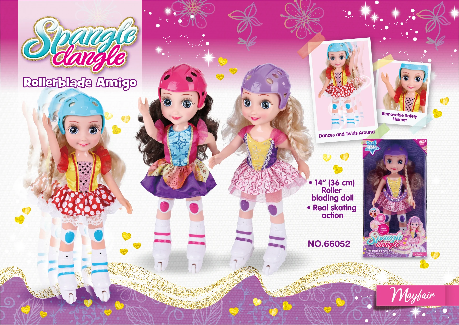 Belinda Hot Sell 14 Inch 36cm Princess Skating Doll with Music Voice-activated Control Fashion Girl Doll Toy for Kids
