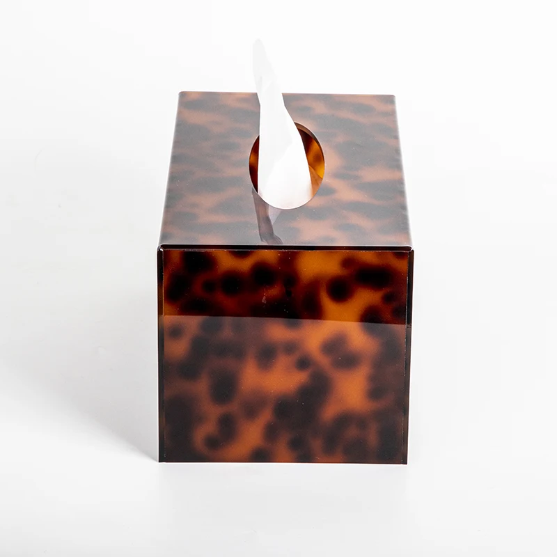 Boîte à Mouchoirs Carrée En Cuir Synthétique Tortue - Distributeur Décoratif Pliable
