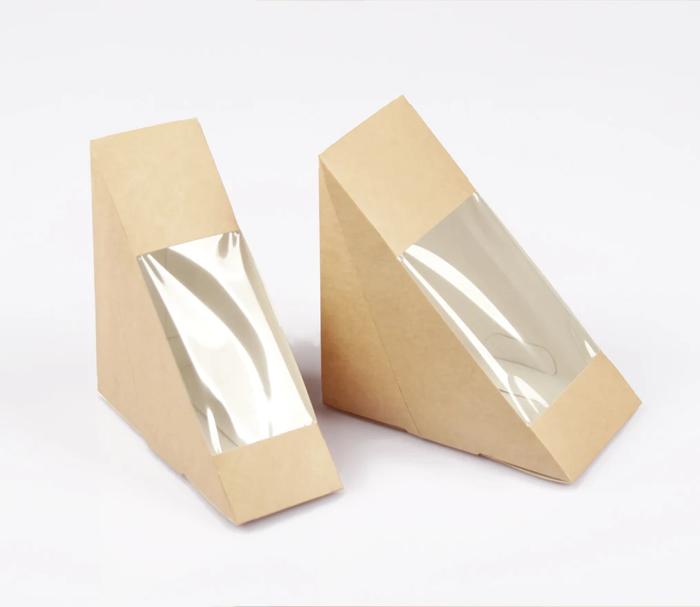 Sowinpak Brand Food Grade  PE PP PLA Aqueous Coating Kraft White Bamboo Paper Sandwich Box for Supermarket supplier