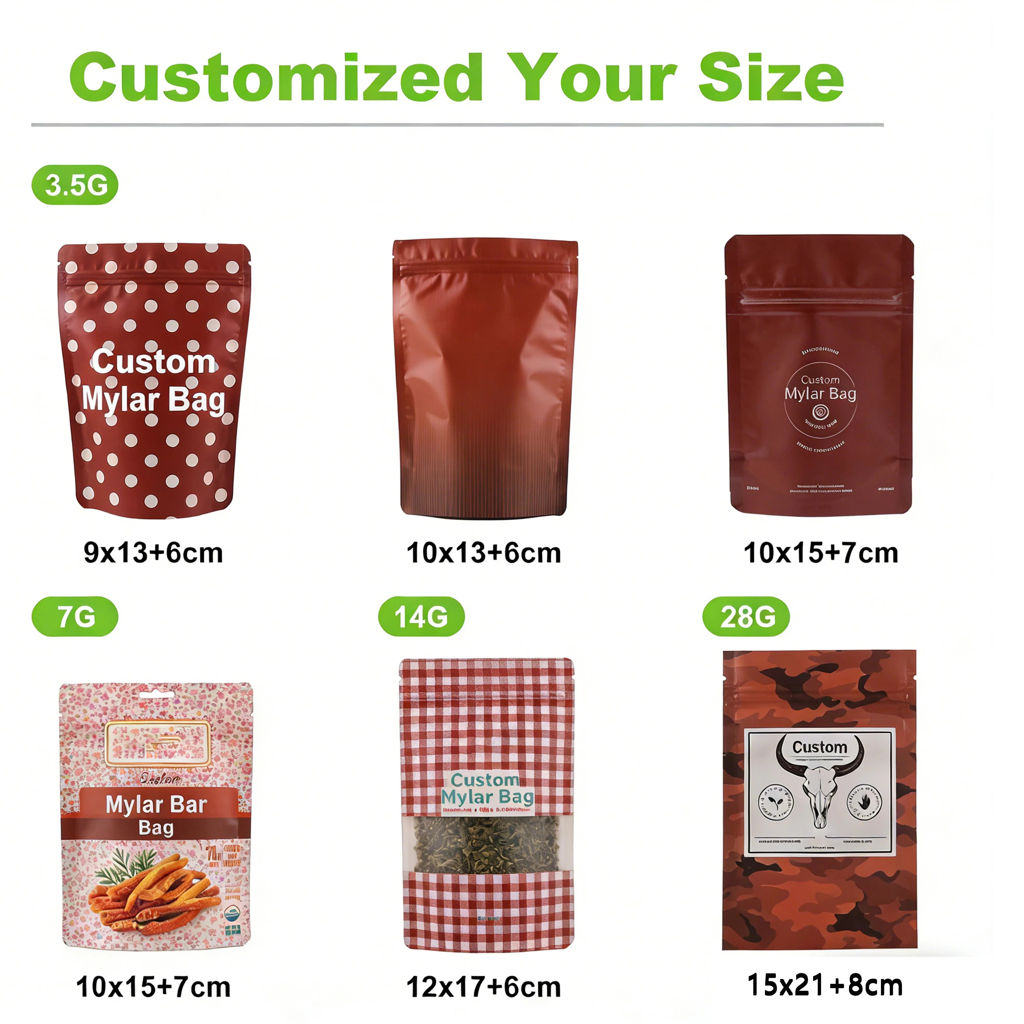 Custom Printed Mylar Bags With Box Full Set 3.5g 7g 14g Holographic Die Cut Smell Proof Resealable Edible Packaging