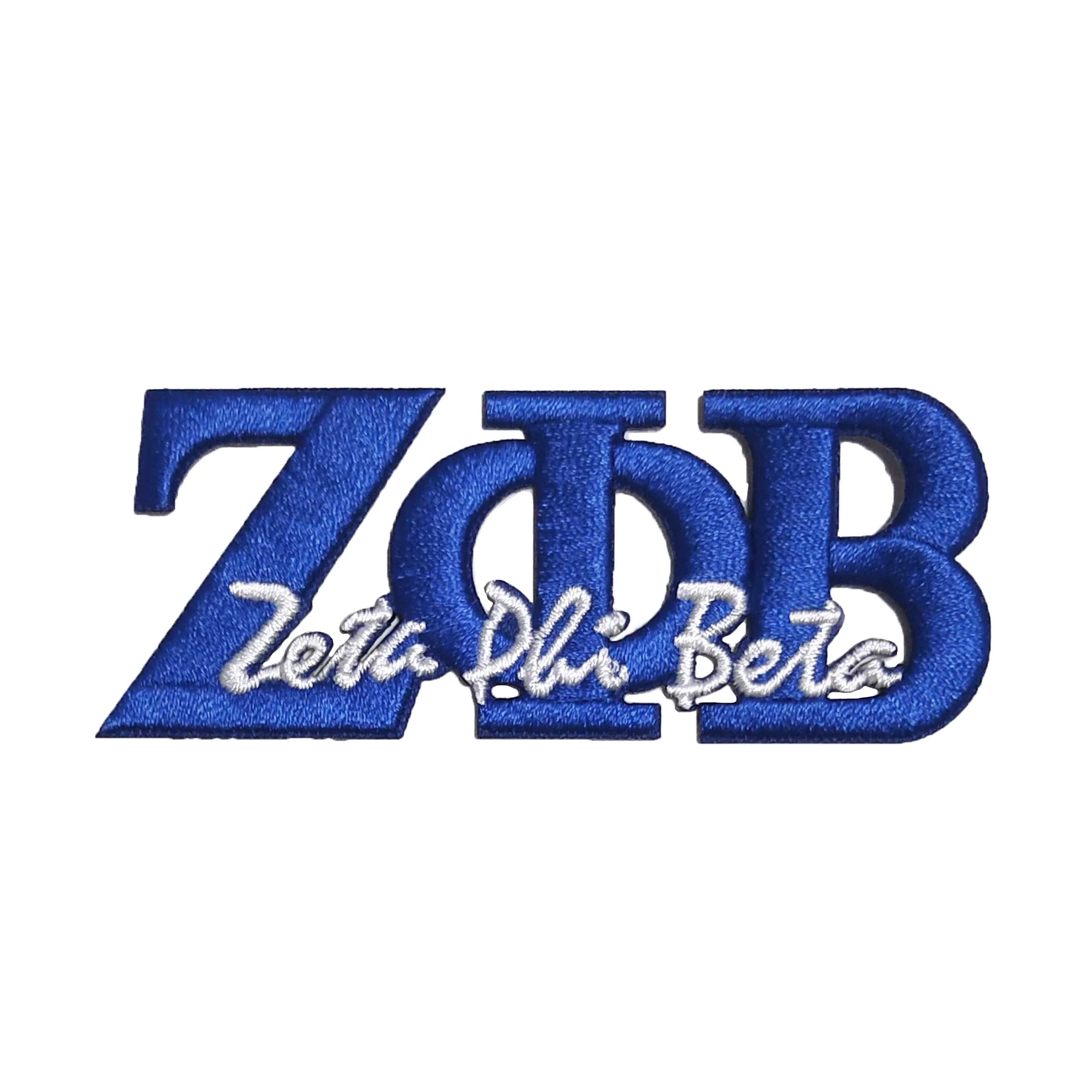 Low MOQ Custom Cheap Embroidery Patches Design Zeta Phi Beta Embroidery Patches for Clothing