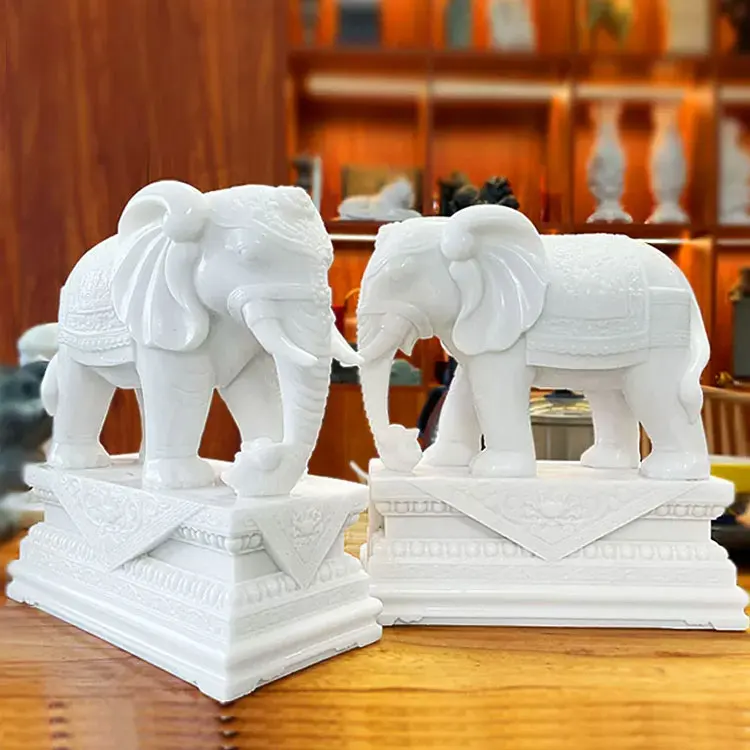 White Natural Soapstone Marble Small on sale Elephant Statue Hand Carved Design Housewarming Gift Decor