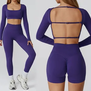 Bnice 7026 Custom Logo High Quality Women Yoga Sets Sexy Backless Top Vest Fitness Yoga Leggings  Womens Yoga Pants  Gymwear