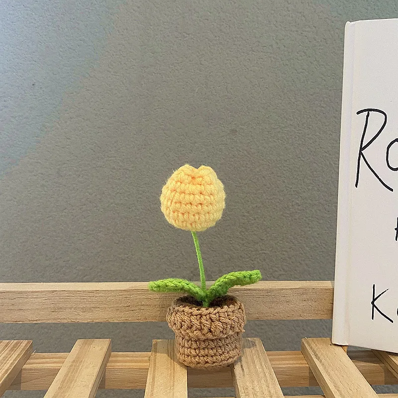 Produktbild von Lutoku Handgefertigte Häkelblumen, Kleine Gestrickte Schreibtisch-Dekorationen, Heimdekoration, Auto, Armaturenbrett, Dekoration, Häkeln, Künstliche Blume (Rose