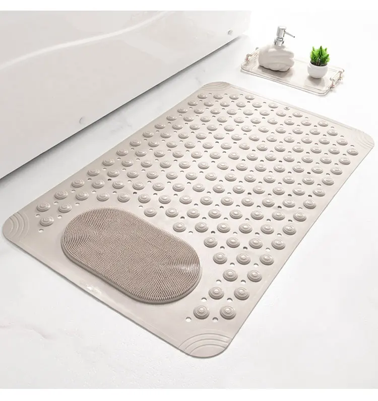 Quick-Drying Waterproof Anti-Slip Massage Bath Mat for Tub - Suction Cup Grip and Drain Holes Shower Floor Mat