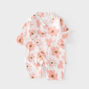 Newborn Summer Casual Breathable Crawling Suit Cartoon Soft 100% Cotton Long Sleeve Baby Romper Clothing