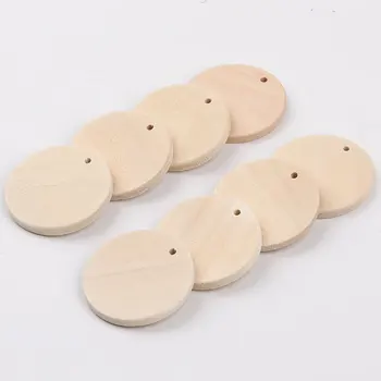 BUYGOO 100Pcs Blank Round-Shaped Wooden Keychain Set, 1.5 inch Unfinished  Discs Wooden Circles with 100Pcs Key Rings Personalized Wood Keychain Key