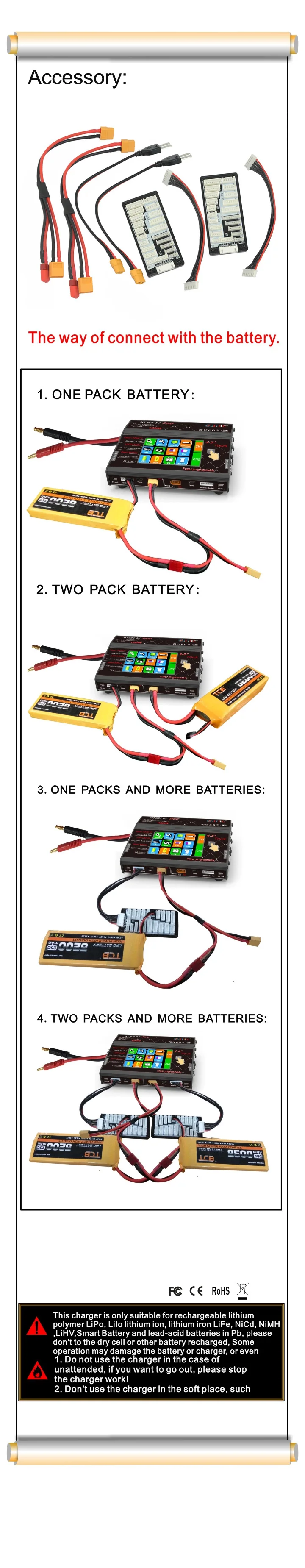 HTRC RC Balance Charger HT306 DC DUO 600W*2 30A*2 Dual Port 4.3" Color LCD Touch Screen for Lilon/LiPo/LiFe/LiHV Battery manufacture