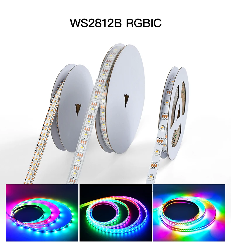 DC5V WS2812B Individually Addressable Led Strip 30/60/100/144 Leds/m Black/White PCB IP30/65/67 Smart RGBIC Led Light 1M To 5M