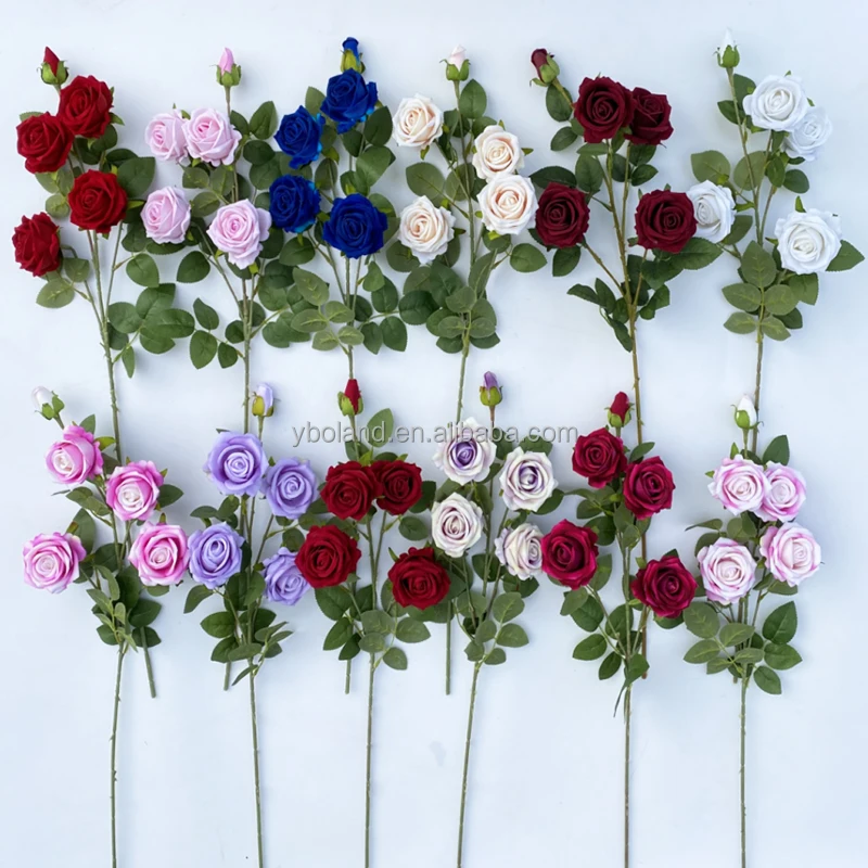 L-RF Grohandel Rosa Blaue Weie Rote Kunstseiden-Samt-Rosen Knstliche  Rosen Blumen Gropackung Hochzeitsdekoration Knstliche Rosenblten|  Alibaba.com