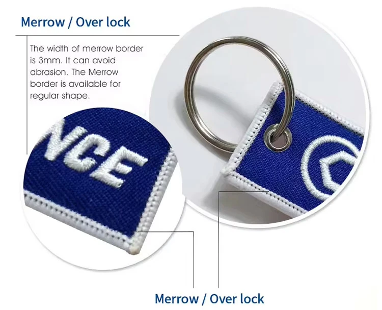 Promotional gifts custom team logo embroidery keychains woven key tag key ring