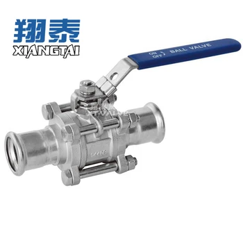 Stainless Steel 304 316 V Profile Press 3-PC Free Flow Ball Valve Press end