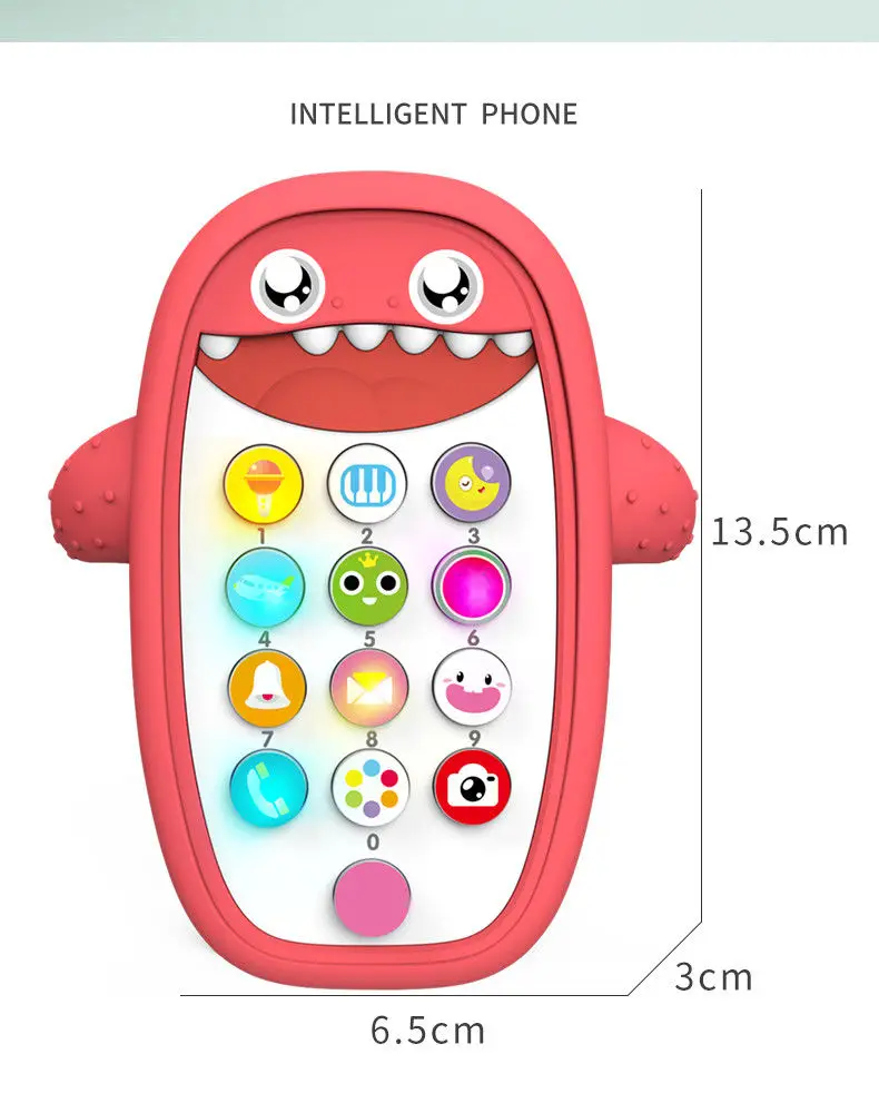 
 Милый мобильный телефон с изображением акулы музыка и легкая пластиковая кипяченая детская игрушка  