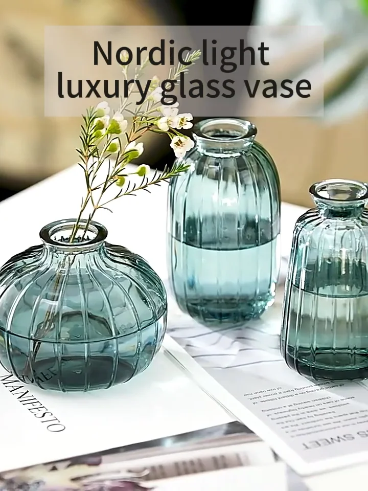 Market Price Short Fluted Beautiful Brown Glass Vases Crystal Glass