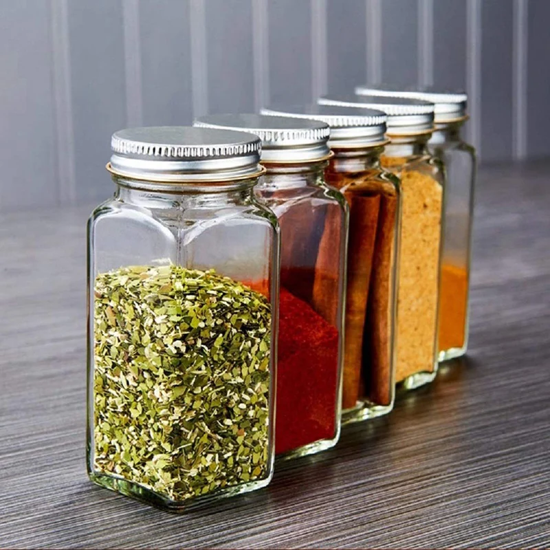 4oz Glass Spice Jars Set with Lids Airtight Containers for