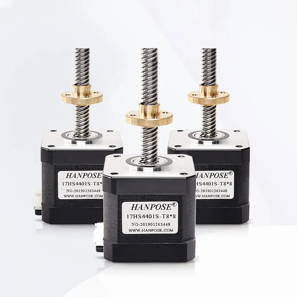 Кроковий двигун HANPOSE високої якості з великим крутним моментом 17hs4401s-T8 * 8-100 мм-500 мм, кроковий двигун Nema 17, гвинт