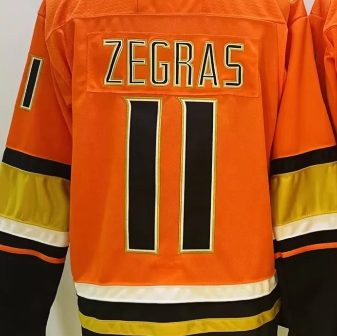 Men's New Trevor Zegras Anaheim Ducks Stitched Hockey Orange Jersey  S-3XL