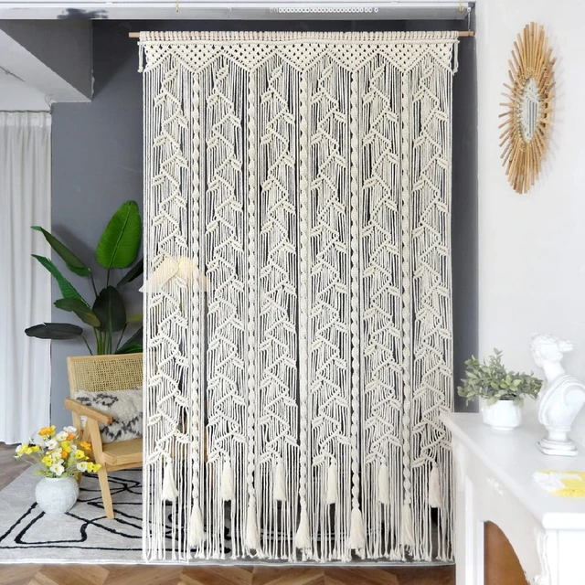 2023 NEW Handmade Woven Cotton Macrame window Door Curtains Macrame Wall Hanging curtain