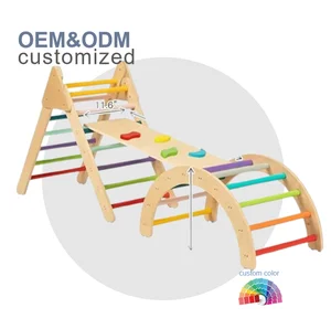 EDULAND Piklers Triangle Foldable Wooden Climbing Ladder With Ramp for Sliding Climbing Indoor Kids Play Gym Playground