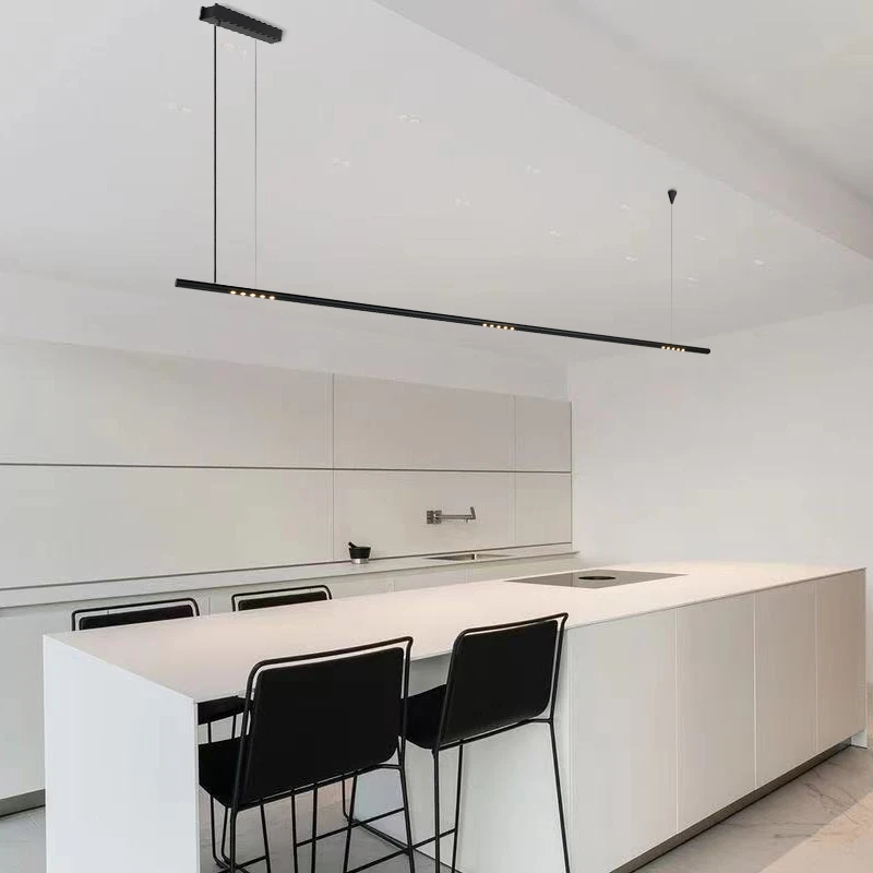 简约线性设计北欧创意黑色白色吧台酒店悬挂吊灯led吊灯吊灯