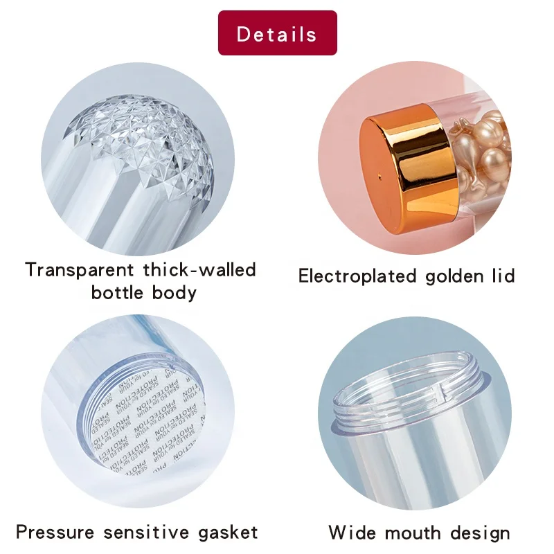 Empty 50ml 80ml 100ml 55ml 75ml Transparent Container Medicine Vitamin Capsule Supplements Plastic Pet  Soft Capsule Pill Bottle
