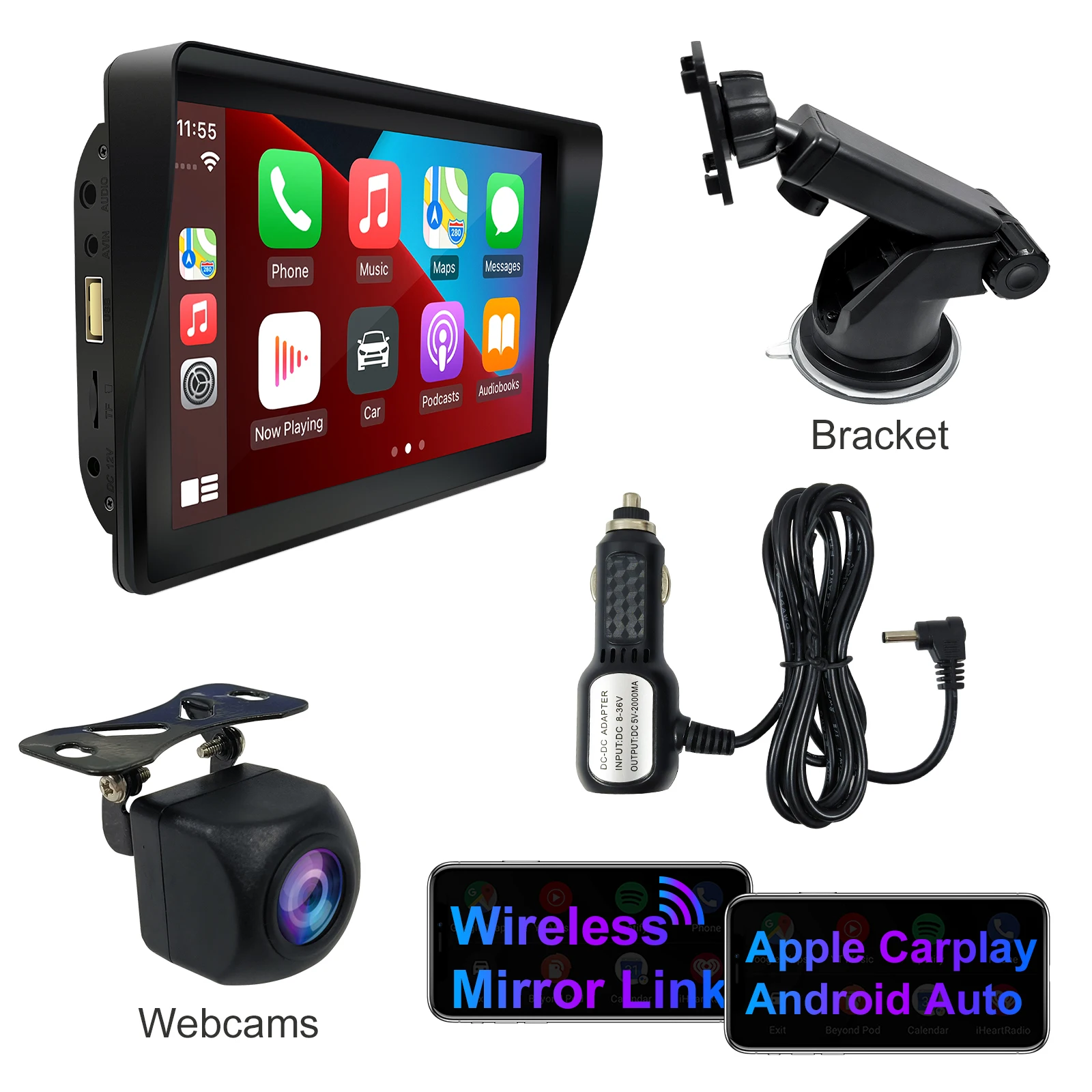 7 Inch Ips Hd Portable Carplay Monitor Wireless Carplay Screen Wireless