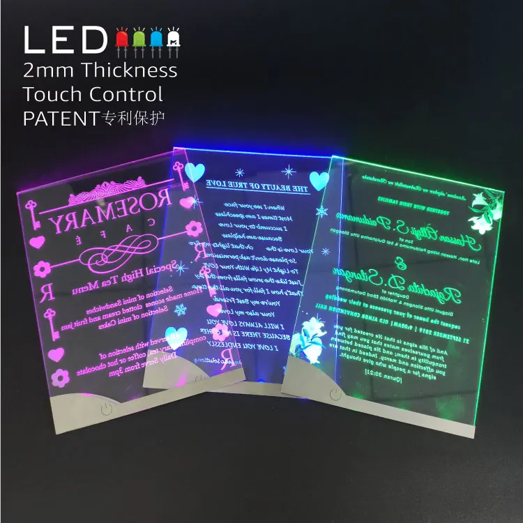 1 Luxury LED Invitation Card Custom Unique Acrylic Light Wedding Card with Envelope Box Laser Cut Wedding Invitation Card