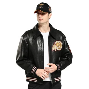 2023 Cow Hide Genuine Leather Jacket Bomber Jacket Men Leather aviator