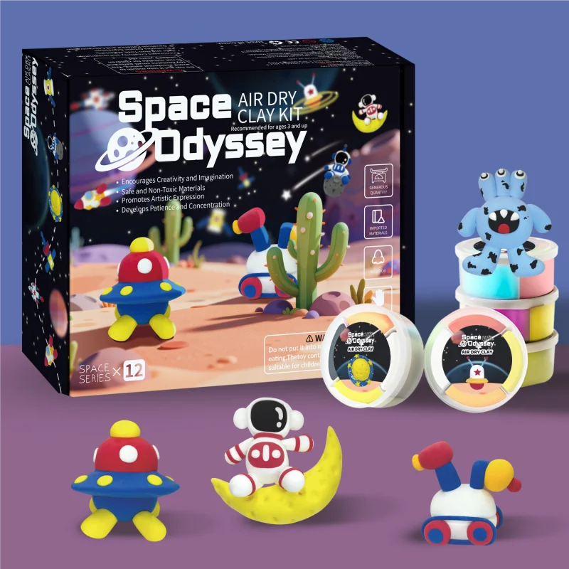 宇宙旅行テーマの子供用エアドライ安全クレイ——子供向け無毒DIYモールディングクレイ、アートクラフト用
