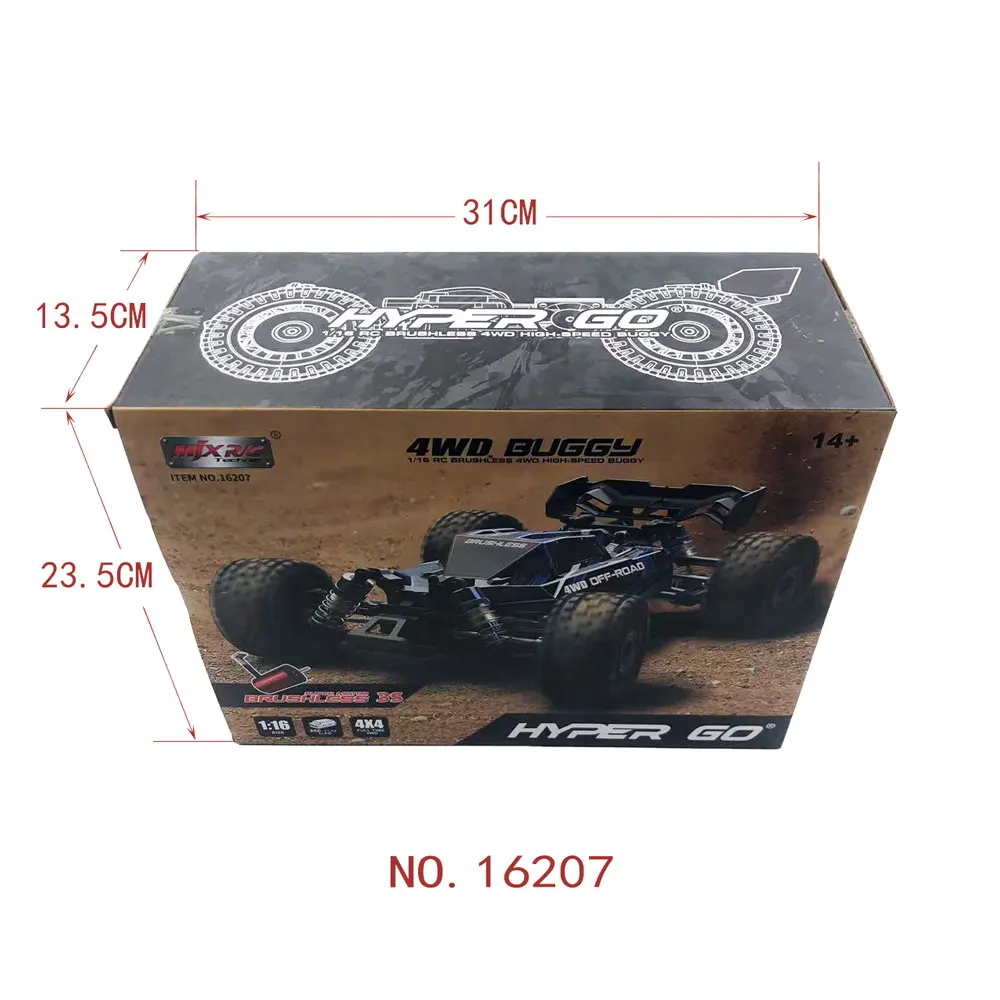 Carro RC MJX 16207 Hyper Go 1/16 Brushless 4WD 65KMH Buggy Off