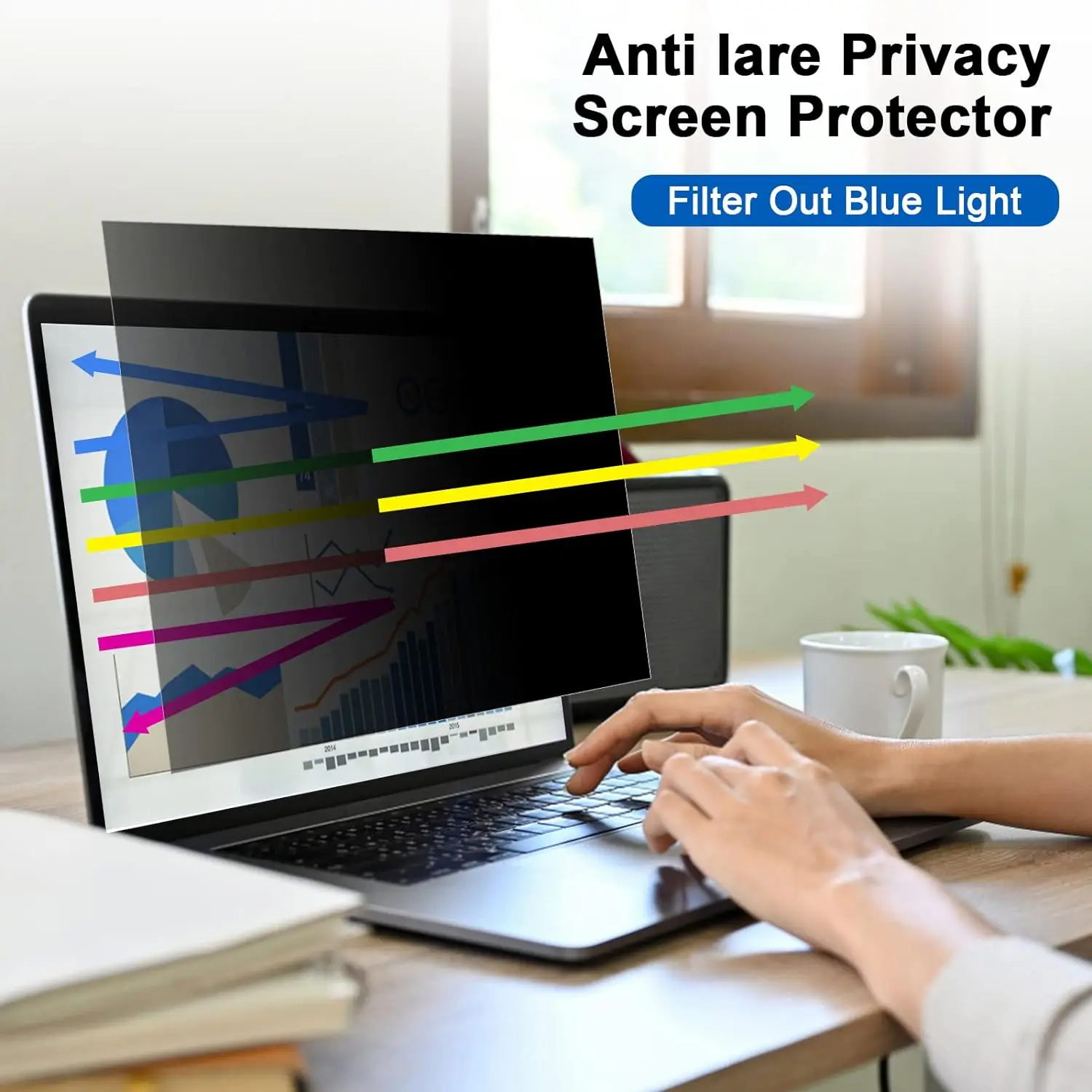 24 Inch Computer Privacy Screen Protector for Aspect Ratio 16:9 Removable Privacy Shield Anti-shock Anti-glare Anti-fingerprint