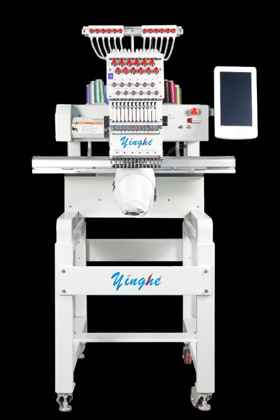 YH  Large Format Multicolor 1 Head 12/15 Needles Embroidery Monogram Machine Computerized Software of Cap Flat T-shirt Functions
