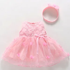 Summer Newborn Princess Baby Girl Baptism Christening Dress Lace Cotton Floral Print Breathable Eco-Friendly 0-18 Children