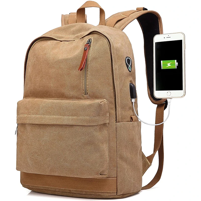 Travel Canvas College School Bags With USB Business Backpack for Laptop