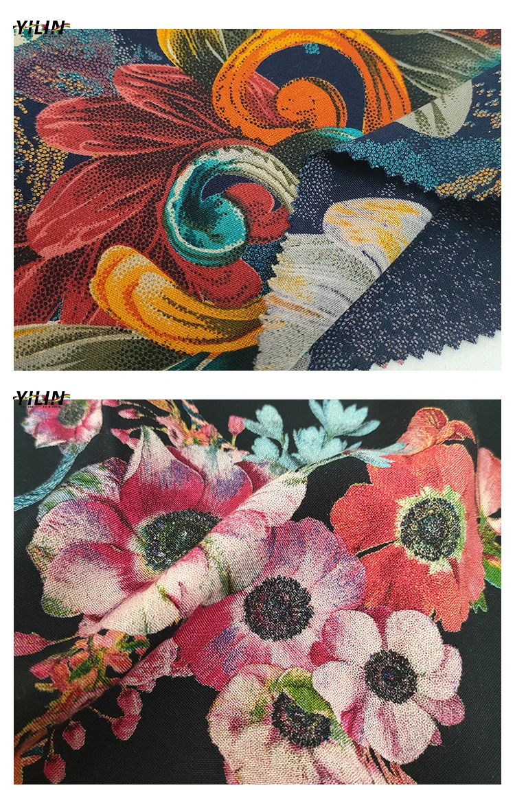 100 Digital 100 Spun Rayon Discharge Printing Fabric Discharged