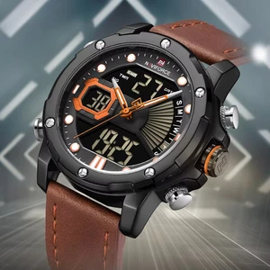 NEW Sports Chronograph Quartz Watch Men Dual Time Sports Watches Men Wristwatch Waterproof Digital Black Technology