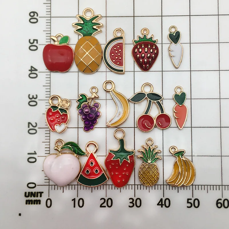 30 mixed fruit charms strawberry watermelon