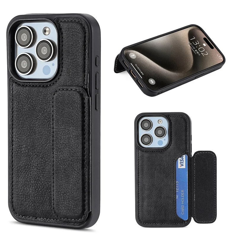 Laudtec TPU Leather Mobile Phone Case Wallet Function Cover with Holder Protective Case For iPhone 15