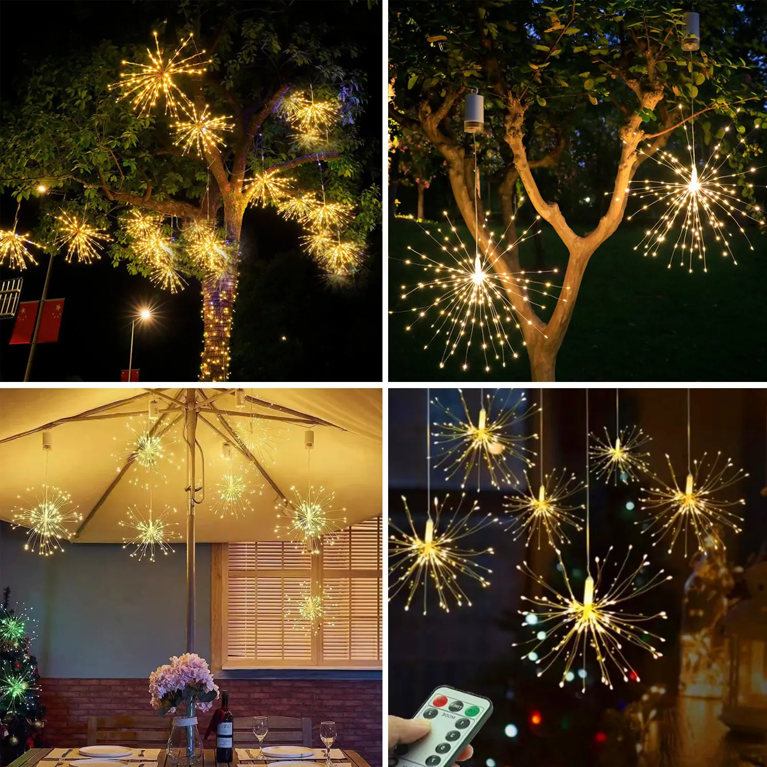 Firework Lights LED Starburst String Lights 8 Mode 200 LED Fairy Light Battery Operated with Remote  for Indoor Wedding Party