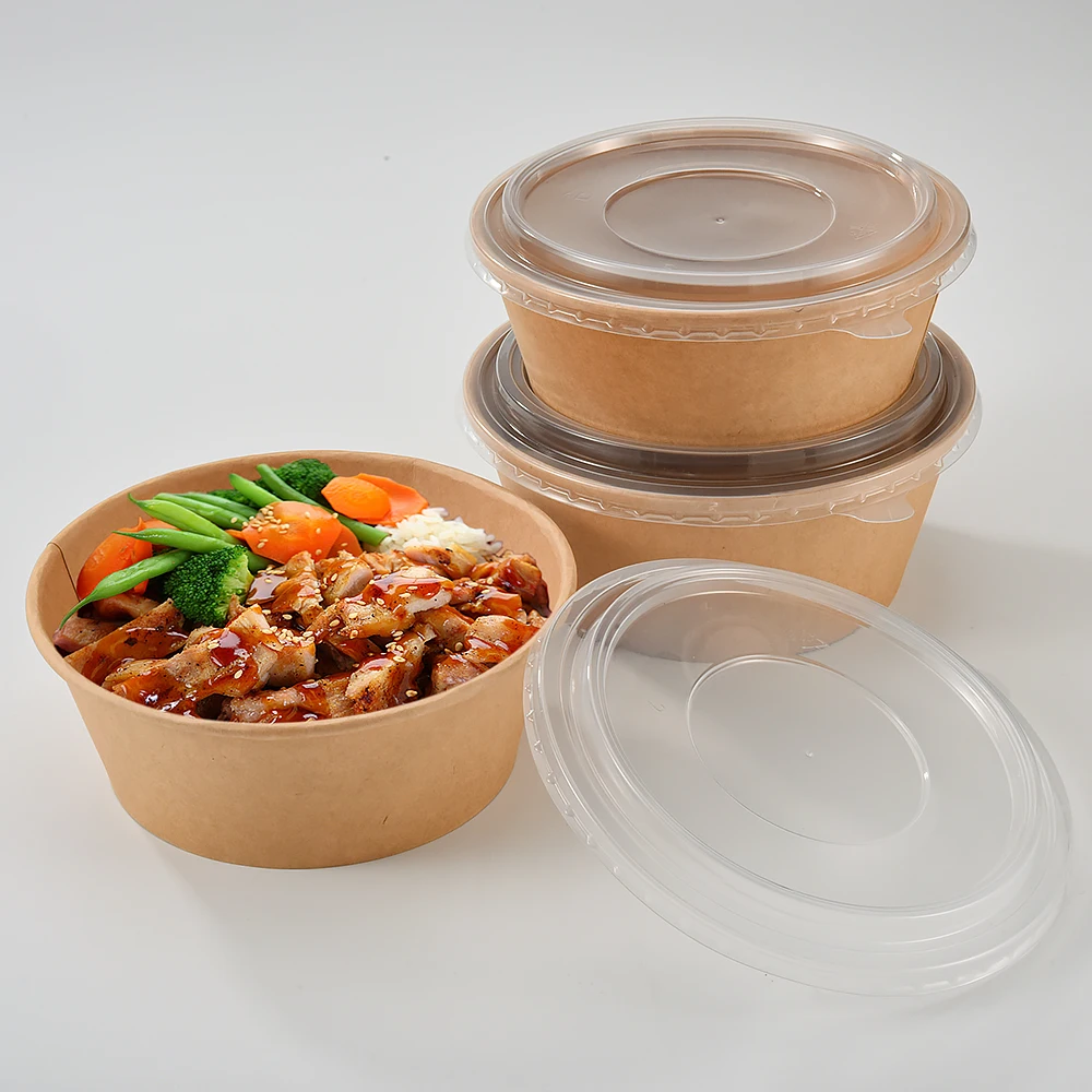 Branded Biodegradable Kraft Paper Kraft Paper Bowl Takeaway Salad ...