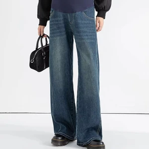 Maternity Jeans Spring and Autumn Loose Maternity Wide Leg Pants Casual Jeans Simple Rest Casual Maternity Pants